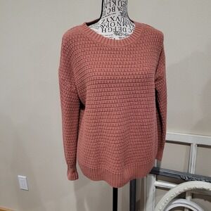 Old Navy‎ Women's SZ M Rusty Pumpkin Cotton Knitted textured sweater casual Fall